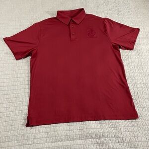 USMC Retired Under Armour T2 Green Polo Mens Red Size L Golf Casual Military